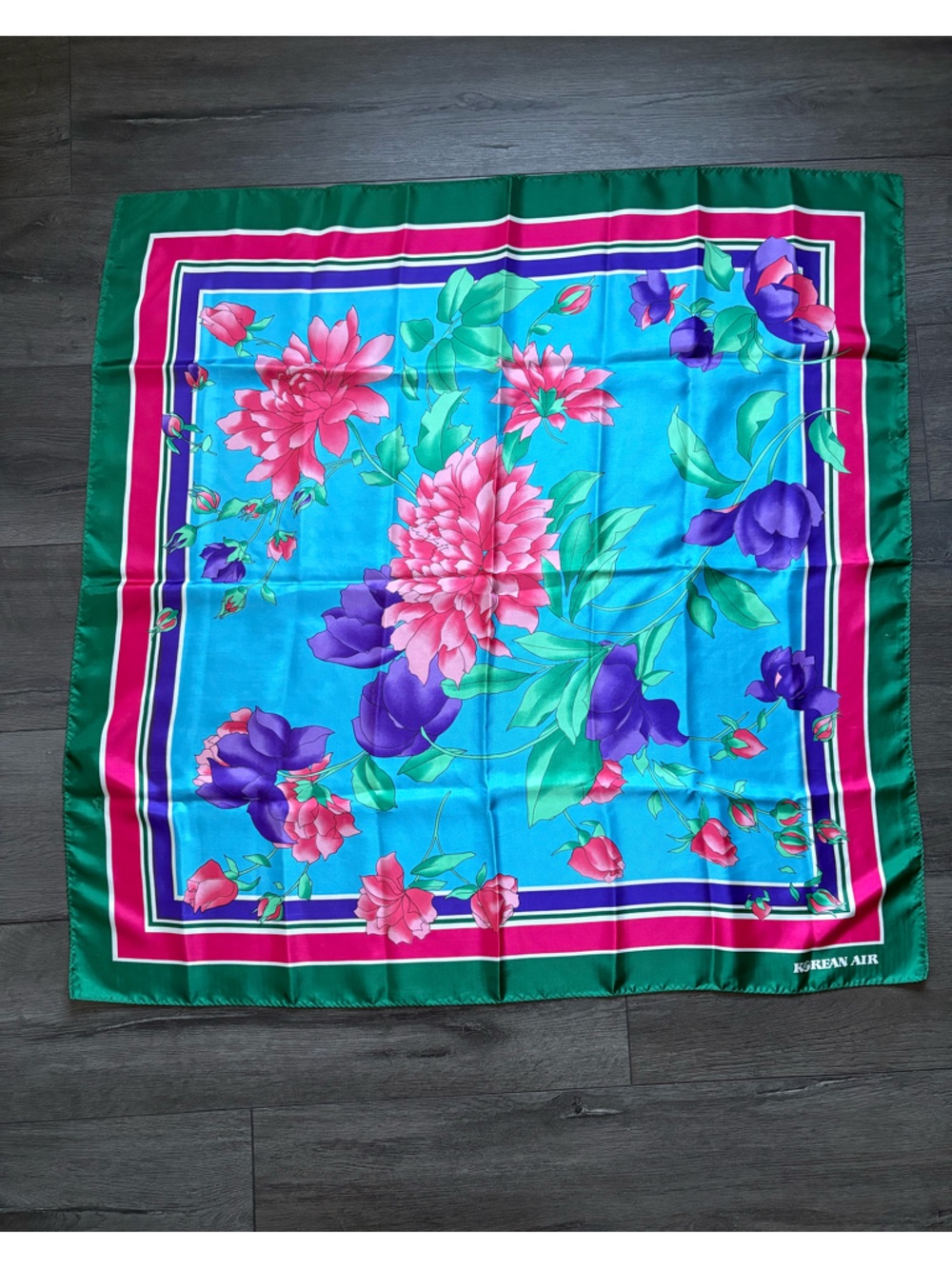 Korean Air Multicolor Floral Print Scarf 33" x 33"